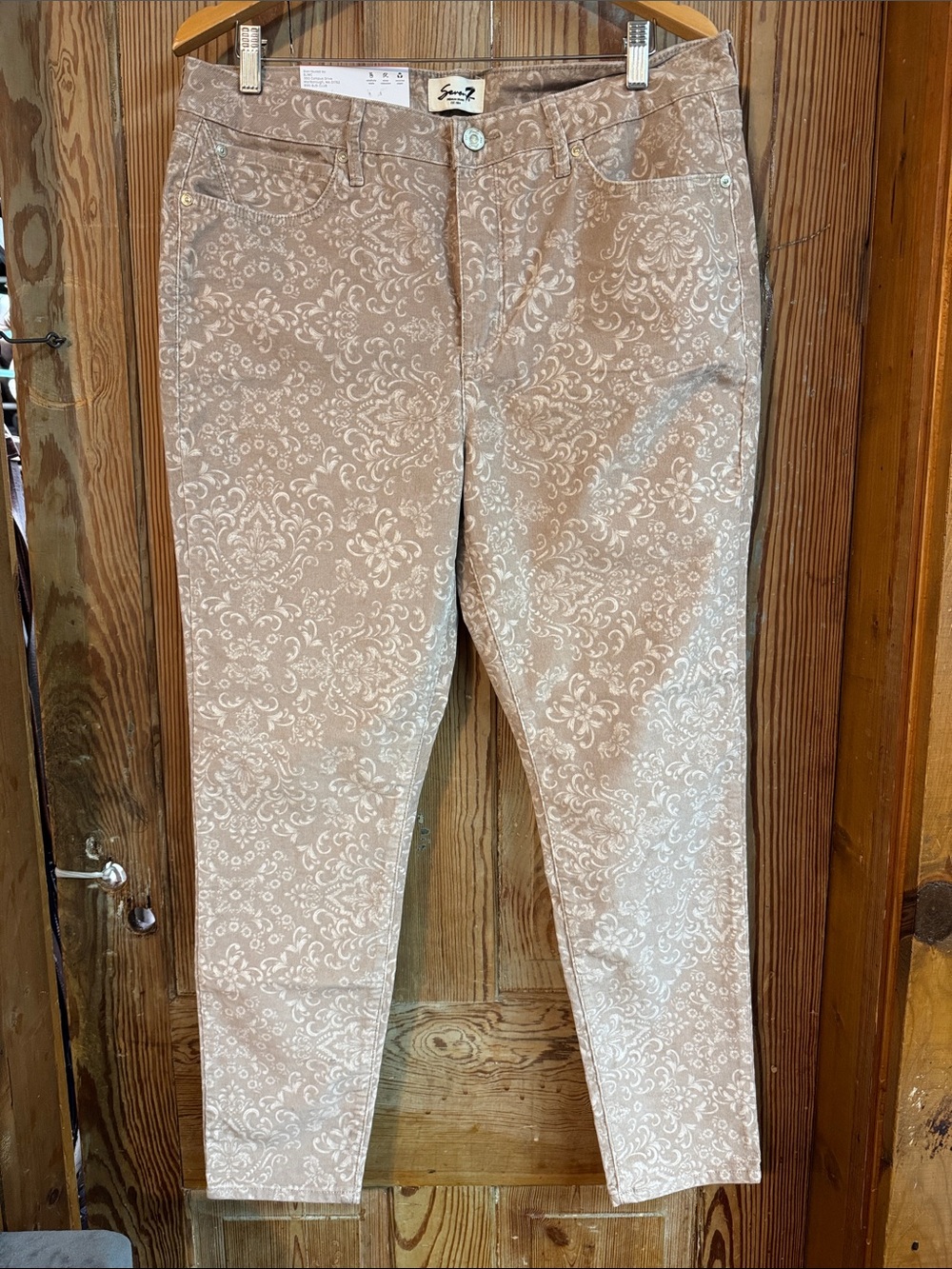 Seven7 Women's Beige corduroy Skinny Jeans 14 high rise